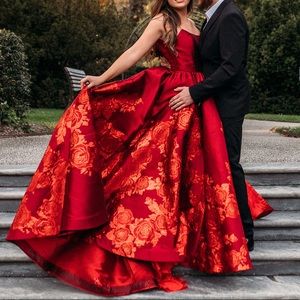Jovani red strapless ballgown